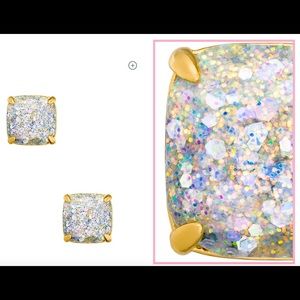 Kate Spade Glitter Small Square Earrings Opal Glitter
